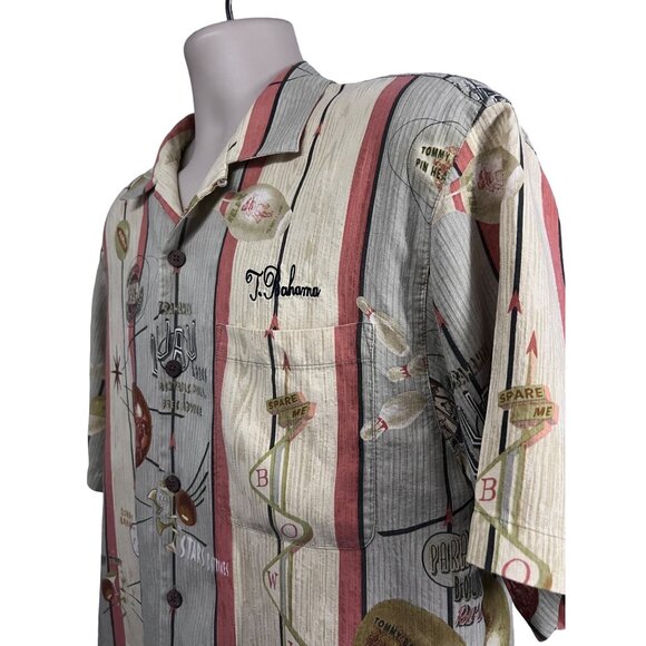 Tommy Bahama Retro Kitsche Silk Button Vintage Bowling Shirt Luau Lanes Medium - Picture 4 of 12